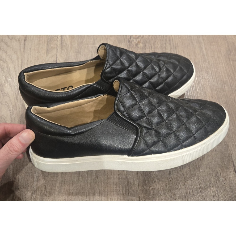 STQ Womens Quilted Slip On Shoes Size 9 Black Loafers‎ Casual Walking Office